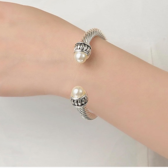 Pearl Cuff Bangle Bracelet - Picture 3 of 4